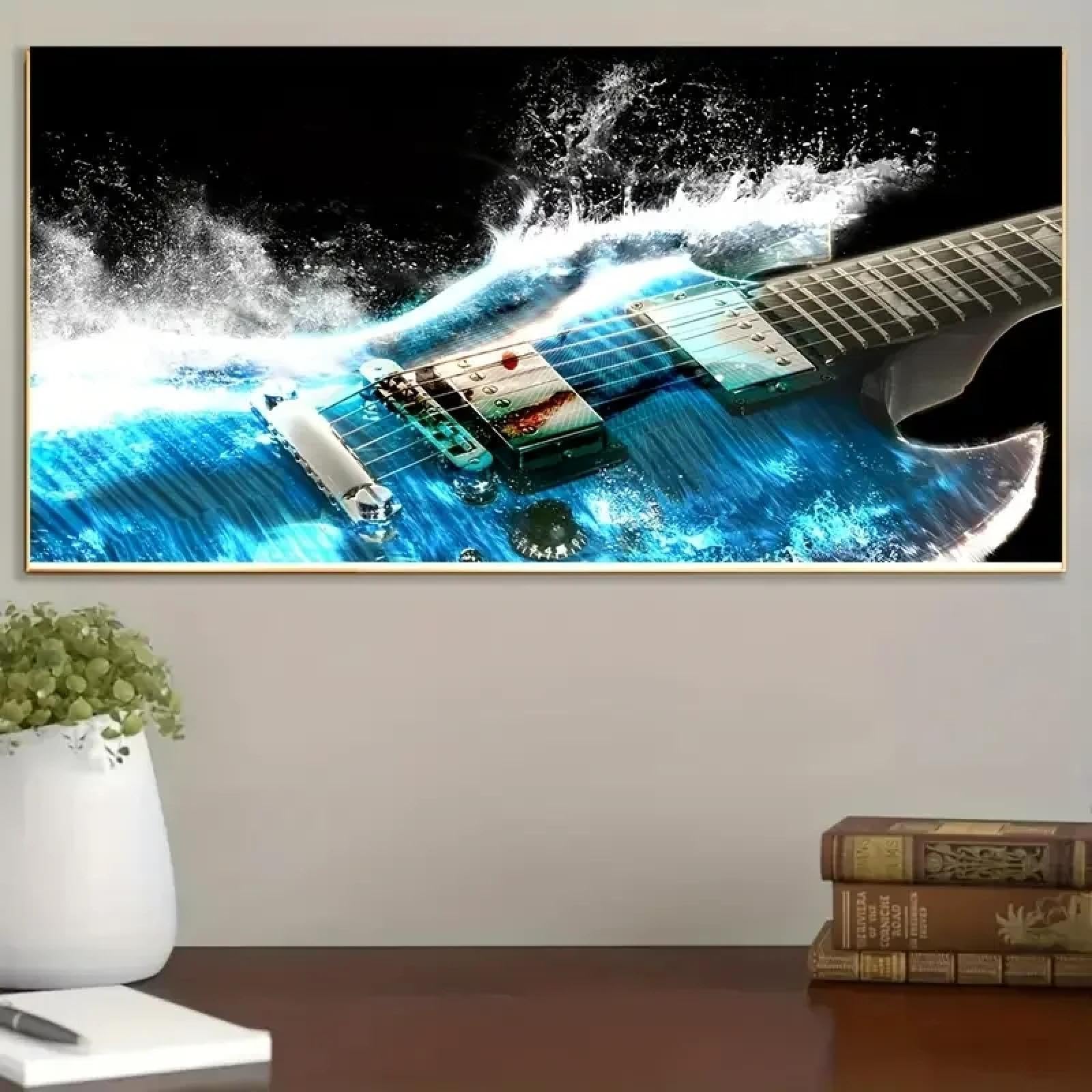 BMGKYAGL Stampa su tela a tema musicale Poster Strumento musicale Chitarra Dipinto su tela Arte murale Opera d'arte Parete 90x180cm Senza cornice