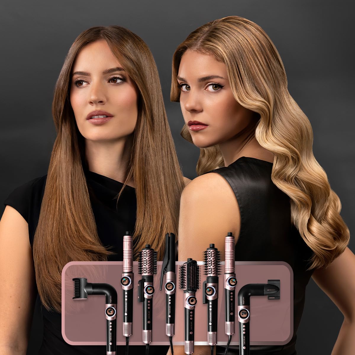 Cecotec Spazzola ad Aria Multistyler AirGlisse 8in1 Black. 1400W, Motore 110000 rpm, 8 Accessori, Coanda Tech 37 mm, Funzione Plasma Anti Crespo, Piastre Riscaldanti, Styling Professionale