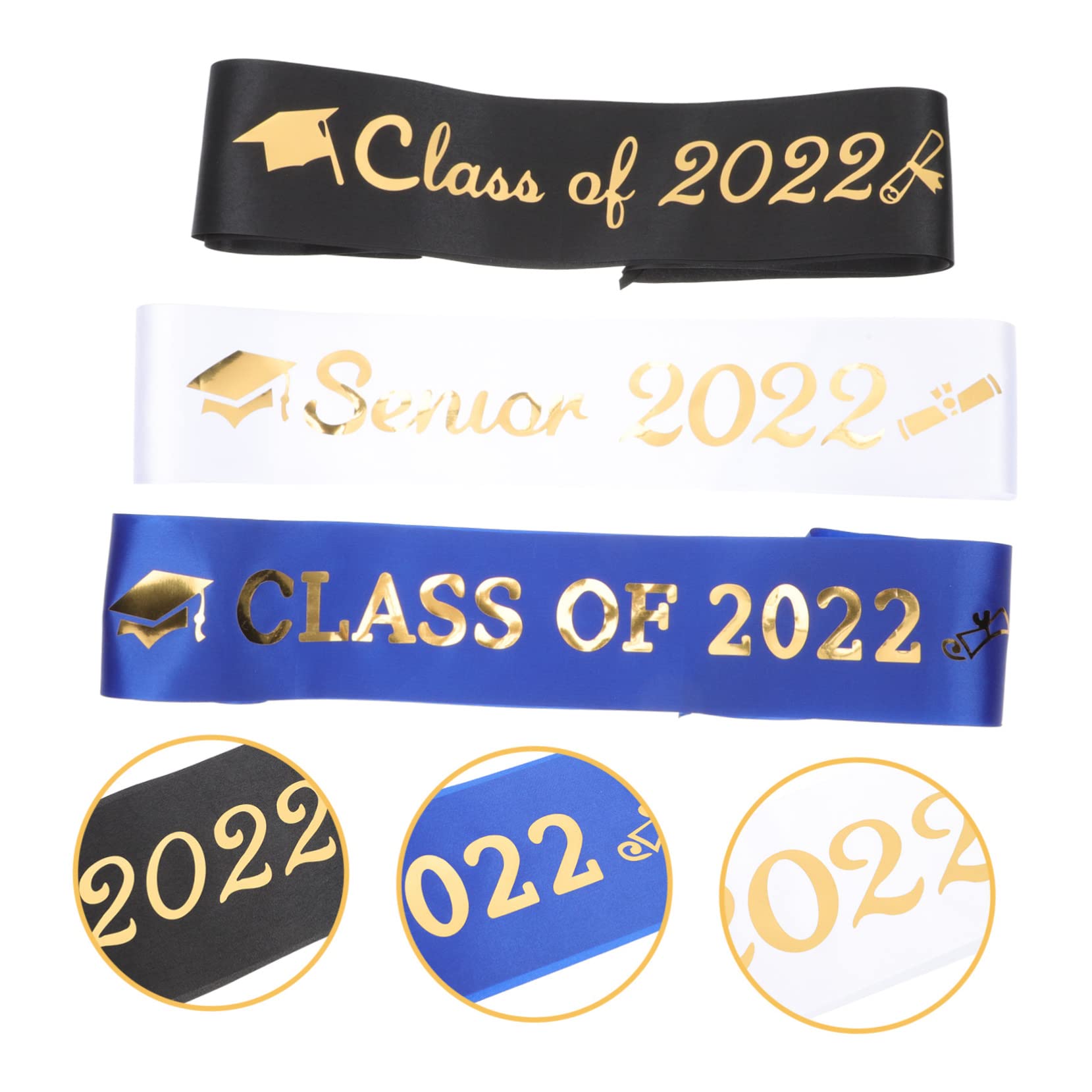 PRETYZOOM 3 Pcs Graduation Cap Ribbon Set Unisex Sash Belt for Graduation Celebration