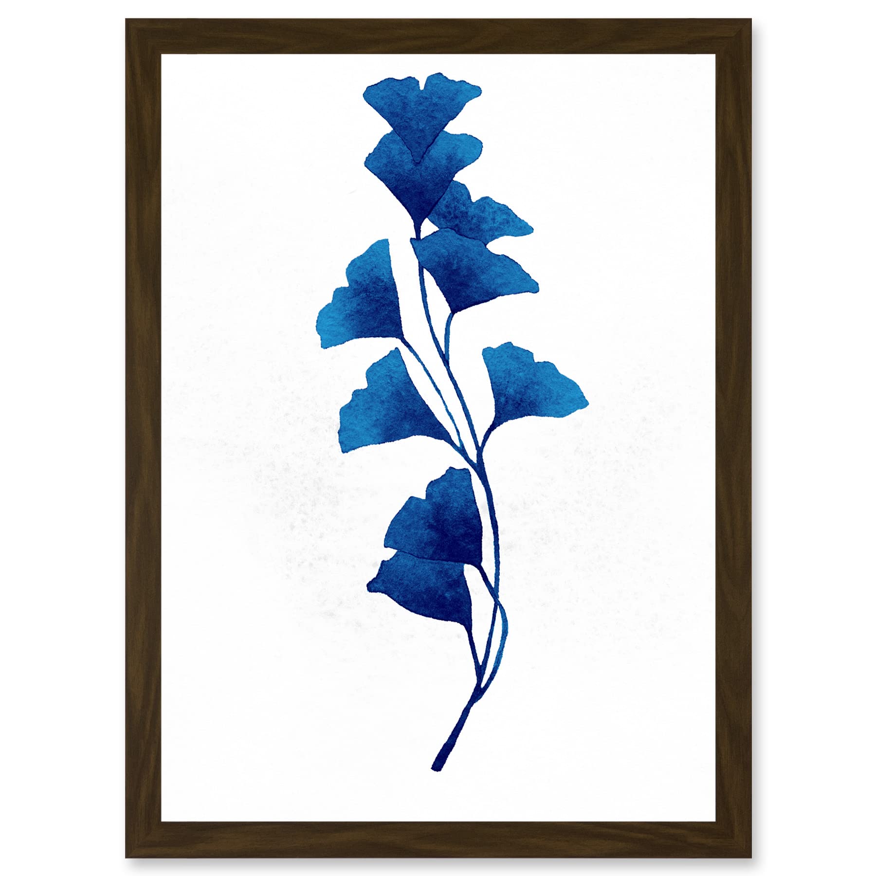 Wee Blue Coo Navy Blue Watercolour Flowers Artwork Framed Wall Art Print A4
