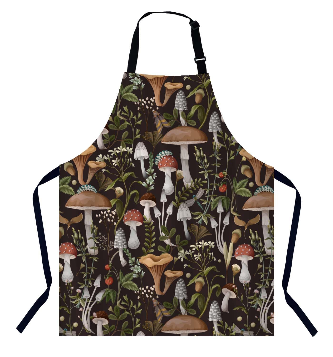 BGBDEIA Mushrooms Berries Apron, Adjustable Bib Apron for Men Women Suitable for Kitchen Cooking Waitress Chef