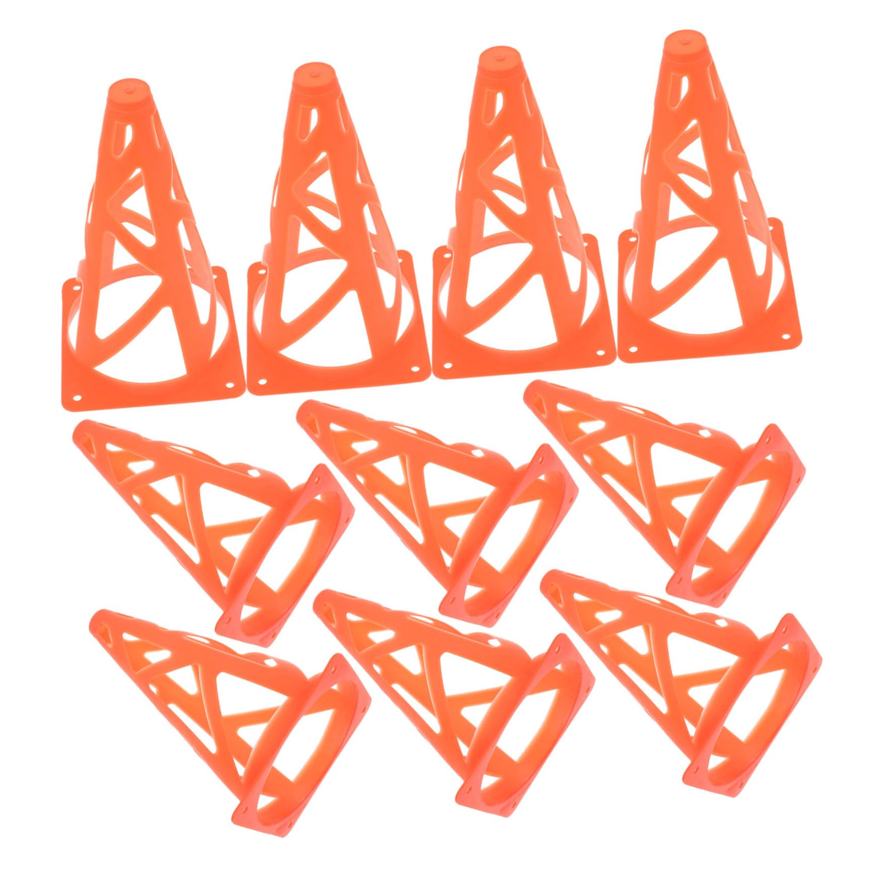 Garneck Football Obstacle Kit 10pcs Mini Orange Cones Collapsible Slotted Safety Cones Windproof for Training Hockey Baseball
