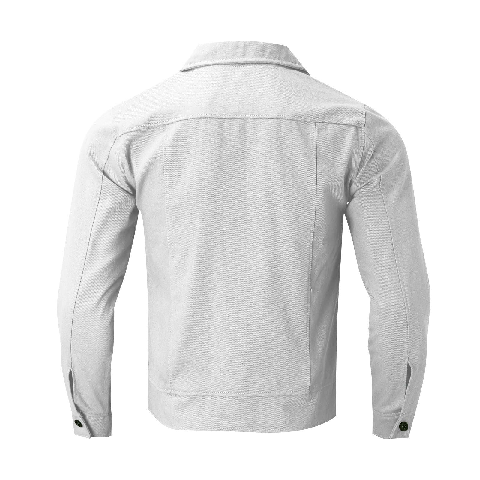 Generico Giacca Jeans Uomo, Giubbotto Uomo Primavera, Maniche Lunghe Nuova Giacca Casual da Lavoro Primaverile E Autunnale vestibilità Ampia Tinta Unita Jacket Quotidiana Outing Indossare