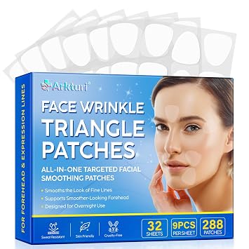 Forehead Wrinkle Plasters 288 Pieces Triangular Anti-Wrinkle Plasters for Forehead Smooth Fine Lines and Laughter Wrinkles