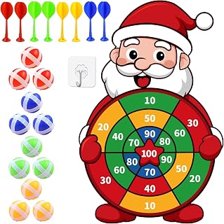 Christmas Party Games, Santa Snowman Elf Elk Gingerbread Dart Board with 12 Sticky Balls, Christmas Games, Christmas Party Supplies Indoor Outdoor Decorations