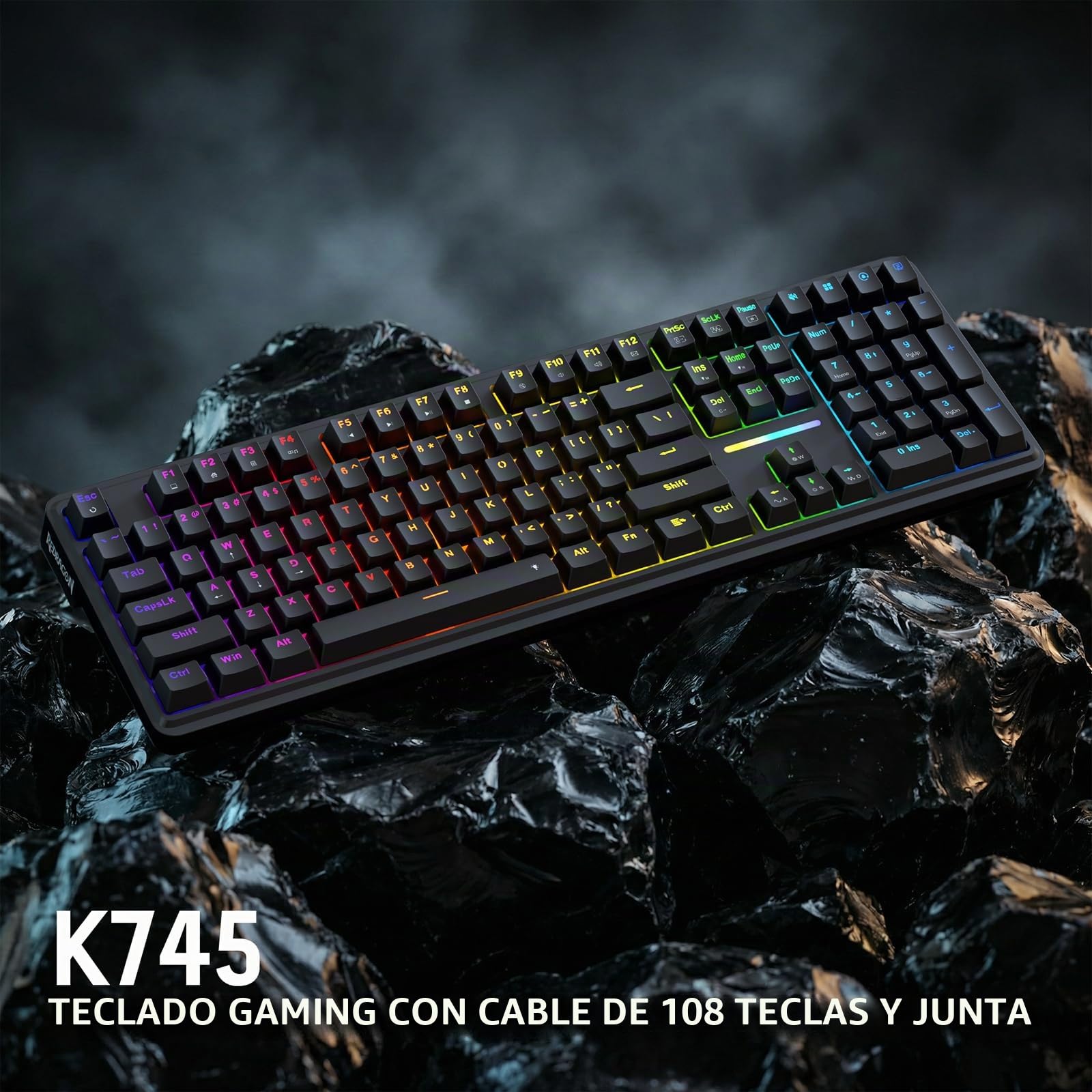Redragon K745 Teclado Gaming RGB Gasket Cableado 108+4 Teclas Acceso Rápido | Enchufe Hot Swap Mejorado 5 Capas Amortiguación Ruido Mecánico 4 Teclas Adicionales