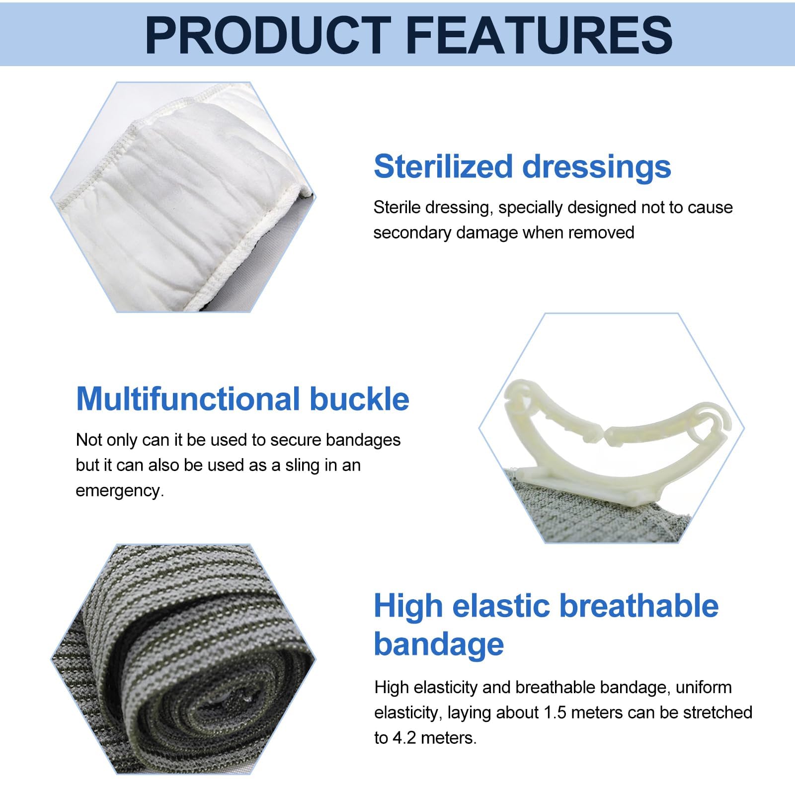 4 Pièces Pansement Israelien Compressif Pansement Compressif D'urgence Garot a Tourniquet, Gris Coussin Hemostatique Urgence, Polyester Garrot Tourniquet Militaire pour Extérieur, Intérieur