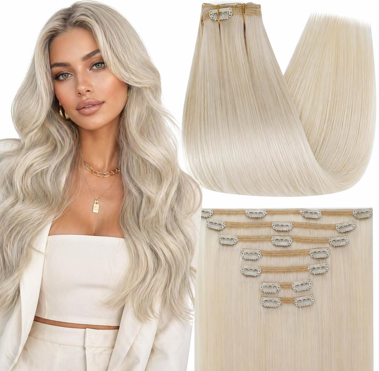 Fshine Clip in Hair Extensions Human Hair, 1B Natural Black, 10 Inch, 95G, 7 Pcs, Double Weft Real Remy Brazilian Hair, Add Volume for Bob Hair, Thick Asian Hair, Short Hair Topper, Easy Clip Glueless — view 25