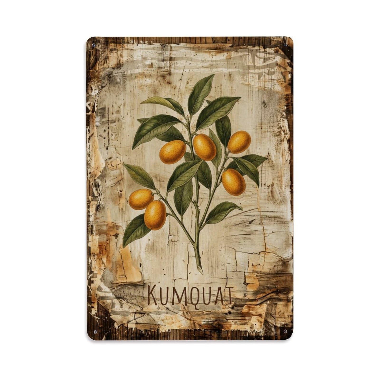 Kumquat Citrus Fruit Vintage Metal Tin Sign Plaque Wall Decor for Cafe, Club, Garden Metal Poster 8x12Inch