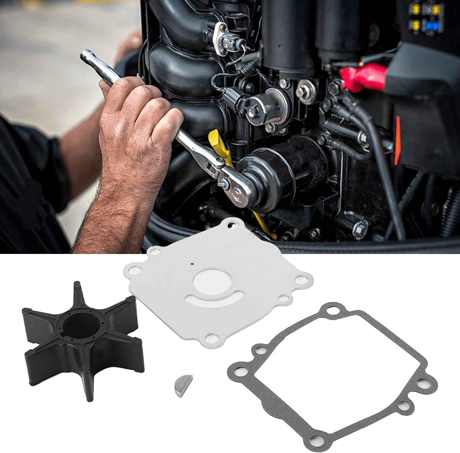 Water Pump Impeller Repair Kit 17400-87E04, Replacement for Suzuki DF60 DF70 DT90 DT100 and, Marine Grade Stainless Steel and Rubber Kit for Outboard Engine Cooling System