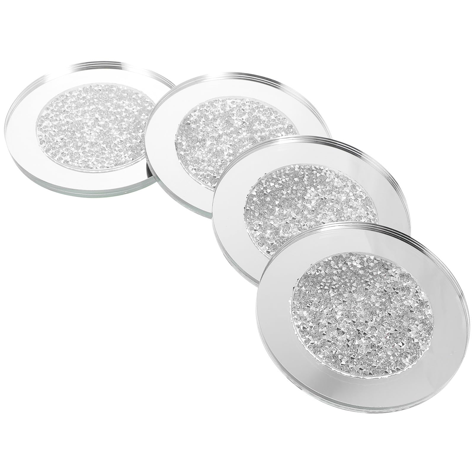 Sous-verres ronds en verre transparent VICASKY par lot de 4 pour la protection des tables