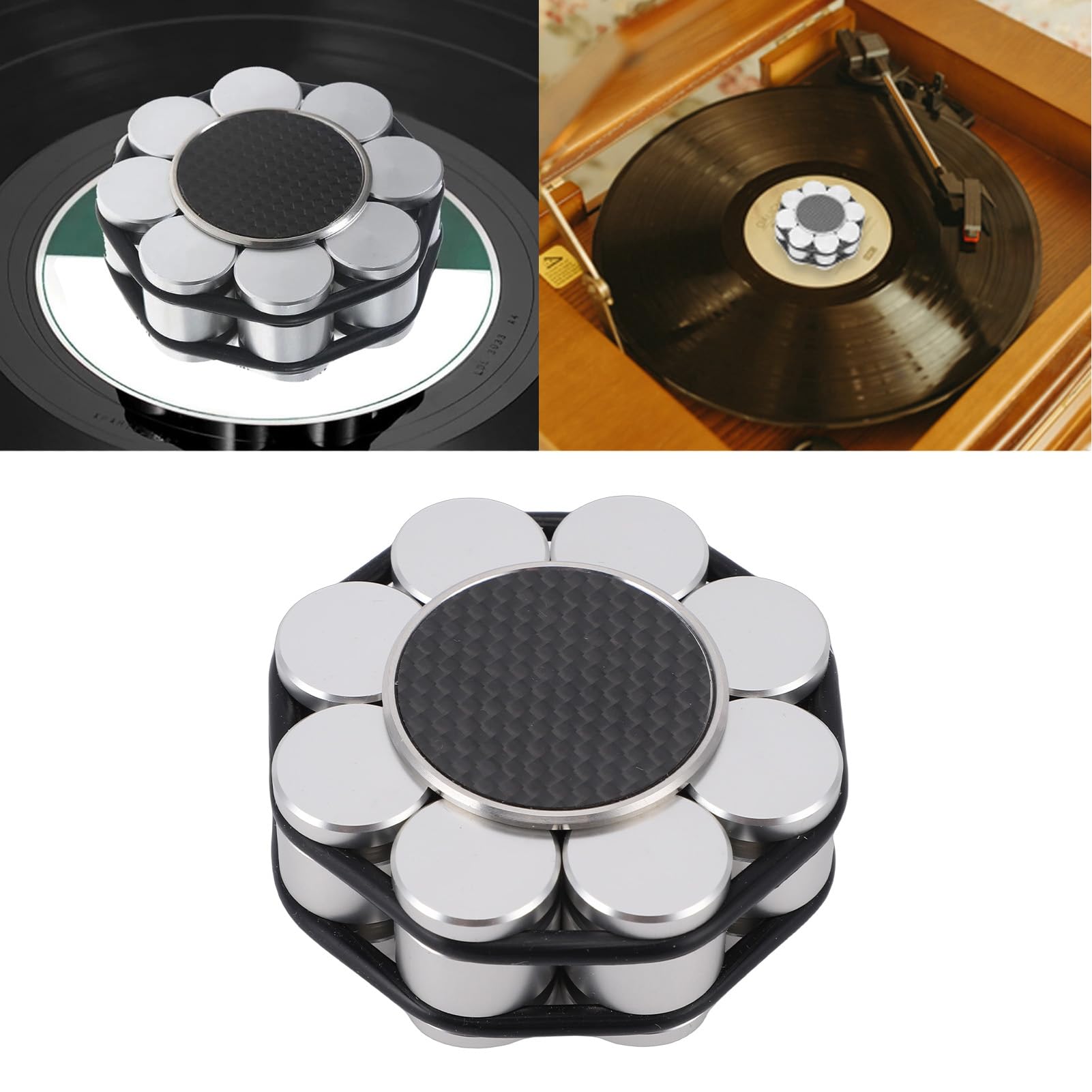 Estabilizador Universal de Peso para Discos de aleación de Aluminio, Abrazadera para Tocadiscos de Vinilo HiFi, estabilizador de Disco para giradiscos Que Reduce Las Vibraciones,
