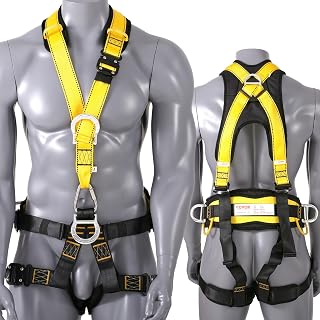 VEVOR Safety Harness, Universal Full Body Harness, Detachable Safety Harness Fall Protection with Added Padding on Shoulder, Back, Waist, Legs, and 5 D-Rings, ANSI/ASSE Z359.11, 340 lbs