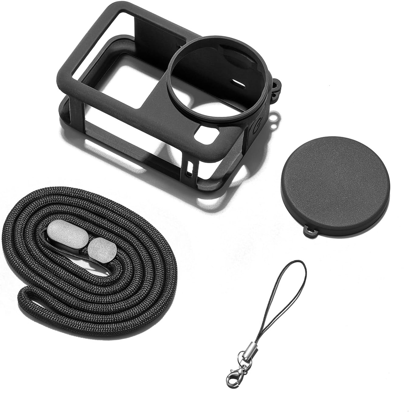 Soft Silicone Protective Cover Case for DJI OSMO Action 6, Shockproof Anti-Scratch Shell with Lens Cap and Lanyard compatible with Action 6 Action Camera Accessories(Black)