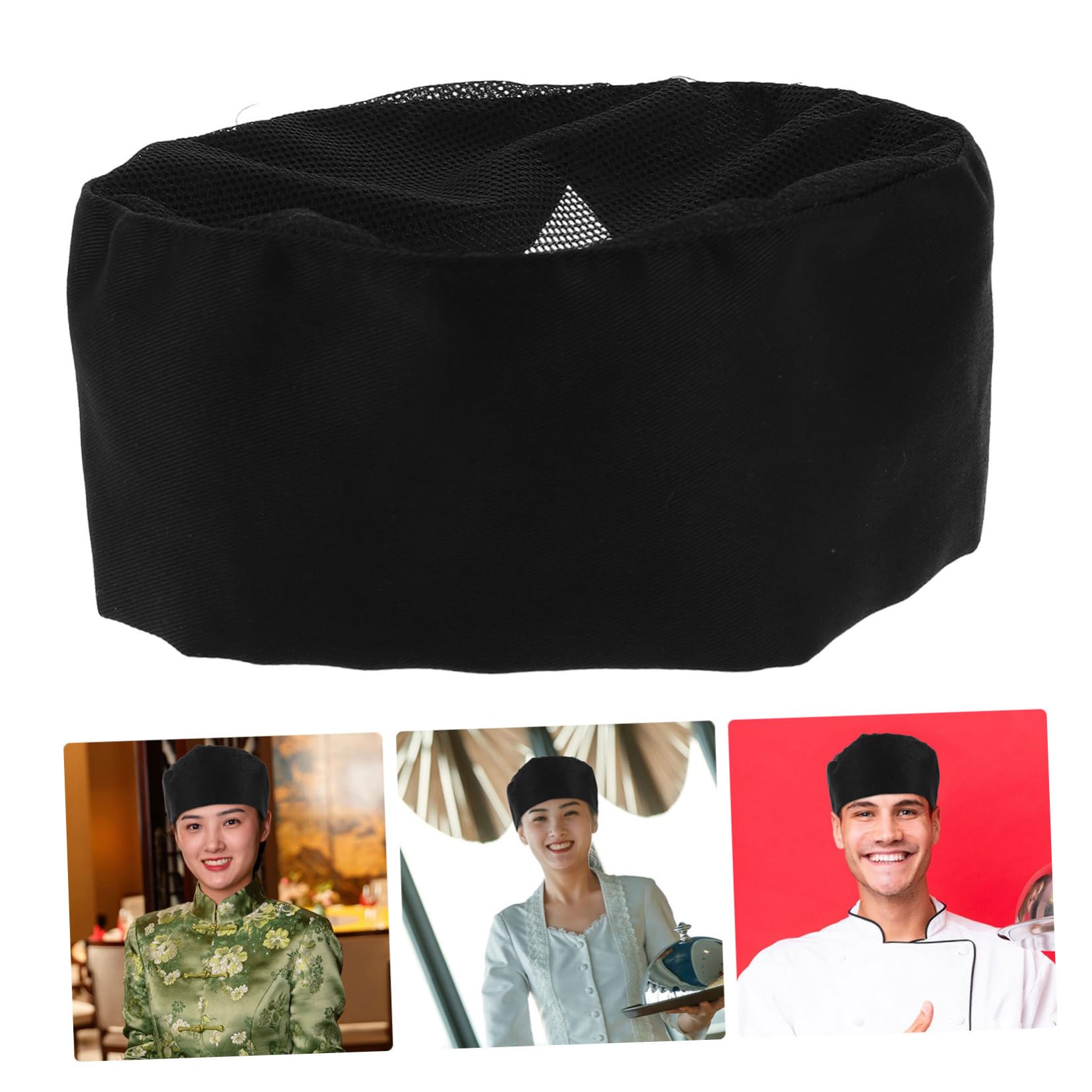 BESPORTBLE 4pezzi Cappello Cuoco Unisex Per Chef e Poliestere Parte in Rete Per Chef e Catering Confortevole e Traspirante