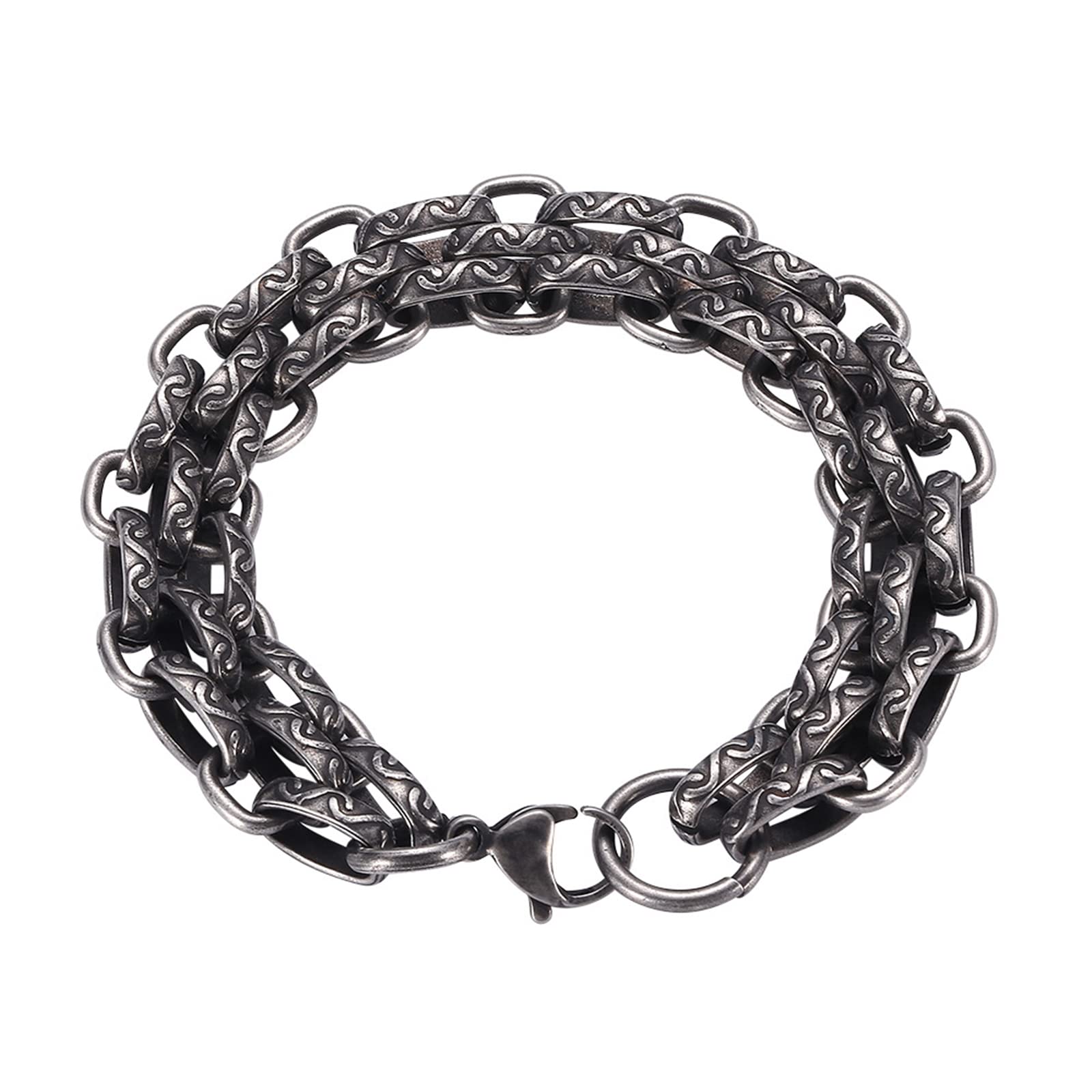 Armbänder Herren Edelstahl, Lederarmband Schwarze geflochtene Kette 21,5 cm Länge Vintage-Armband für Herren