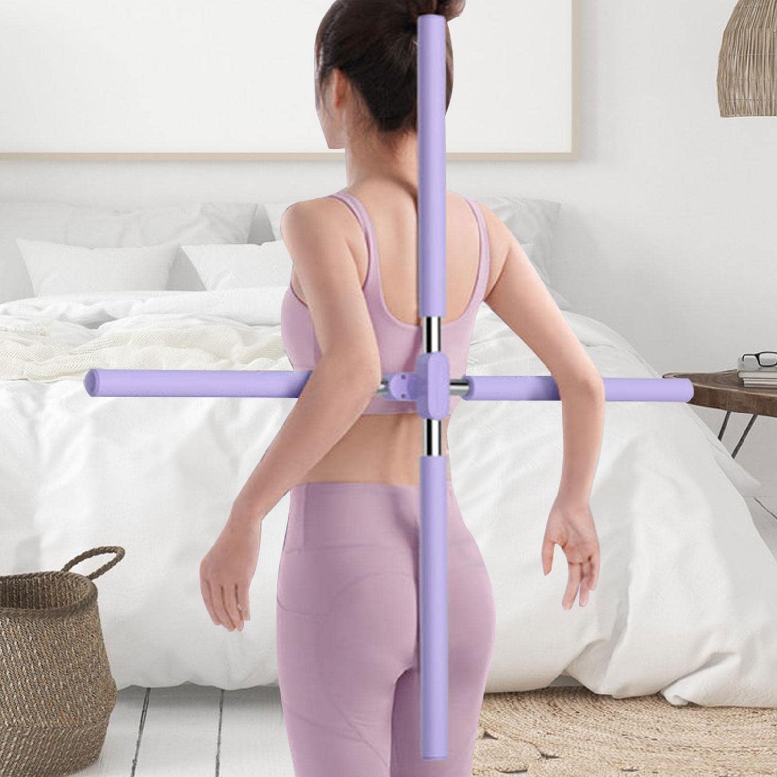 A/R Yoga-Sticks Dehnungswerkzeug - Rückenbandage Haltungskorrektur Yoga-Sticks Dehnungswerkzeug - Haltungskorrektur Buckelkorrekturstab, einziehbare Sticks für Erwachsene und Kind