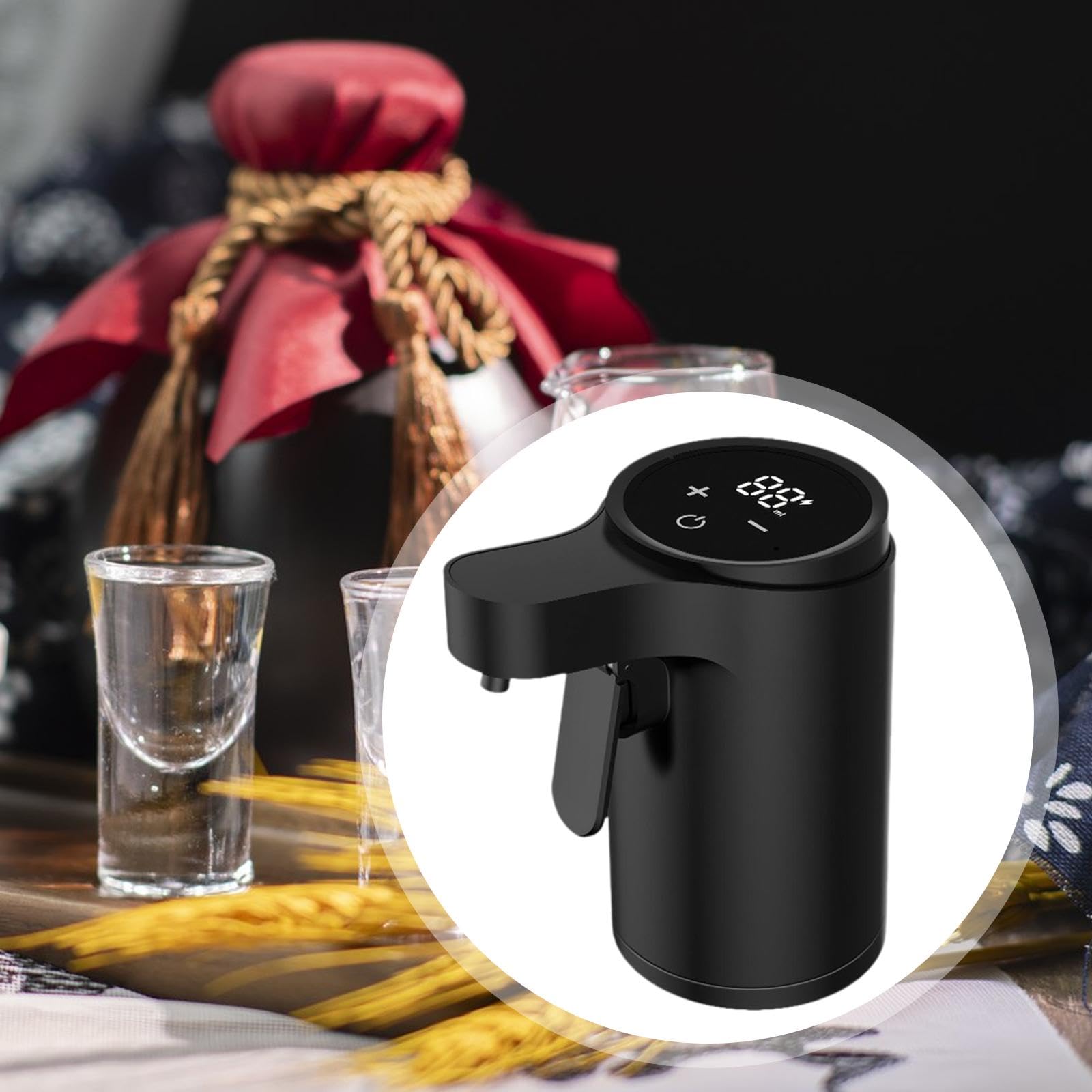 Qianly Distributeur de Vin Automatique Électrique Verseur Décanteur Aérateur et Accessoires pour Femmes Fabriqué En Pp avec Tube Flexible Anti-g, Noir