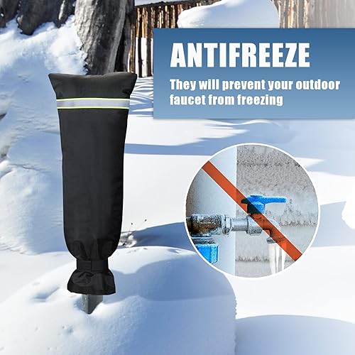 Miniatura 7 de Cubierta grande para grifo para exteriores con tira reflectante de invierno, calcetines de grifo de jardín, protección contra congelación, calcetín