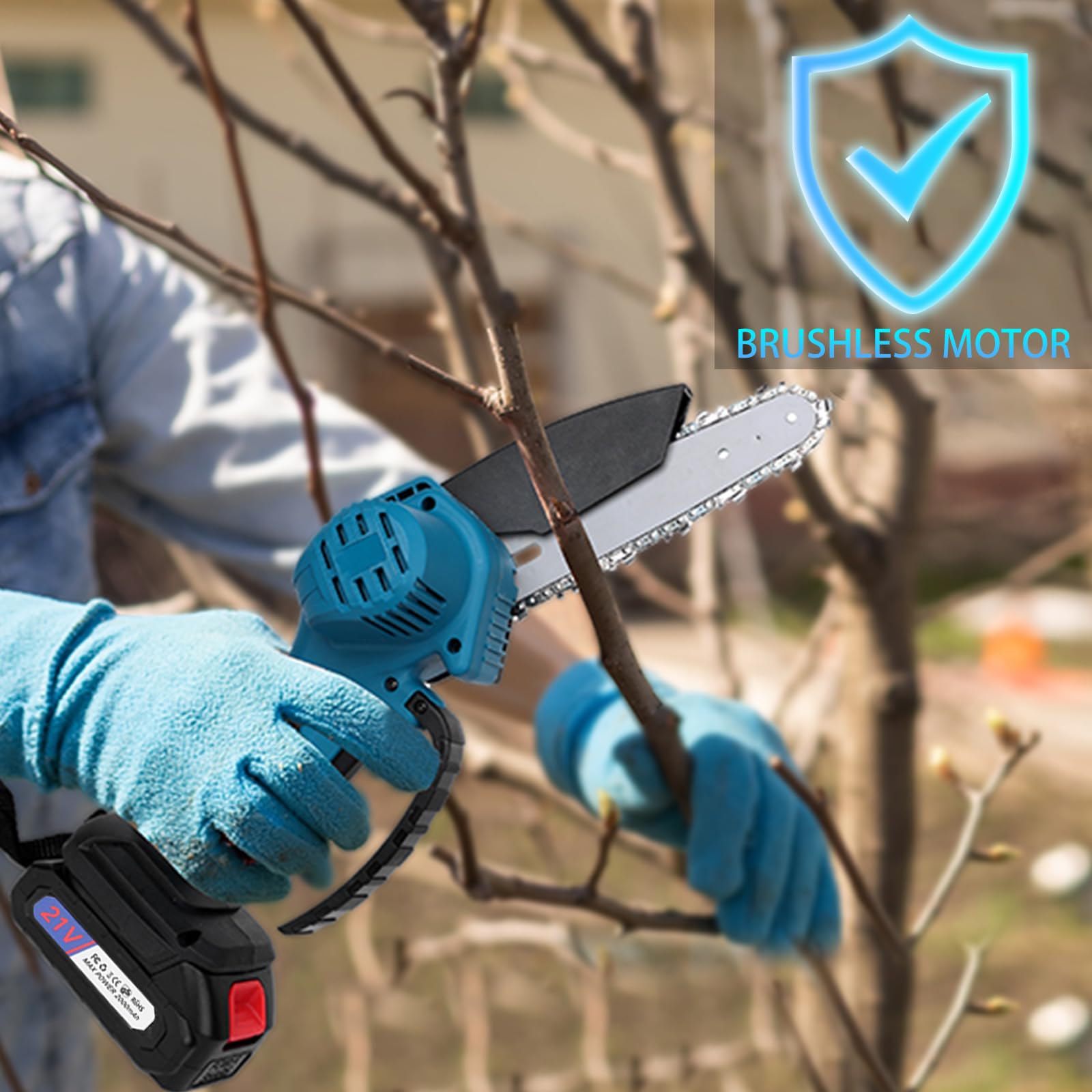 Sécateur Électrique avec Perche, Sécateur Électrique sans Fil, Batterie Li-ION 2X2.0ah, Secateur Telescopique Electrique Ciseaux de Jardin,Lames Sk7, Réglage de l'angle