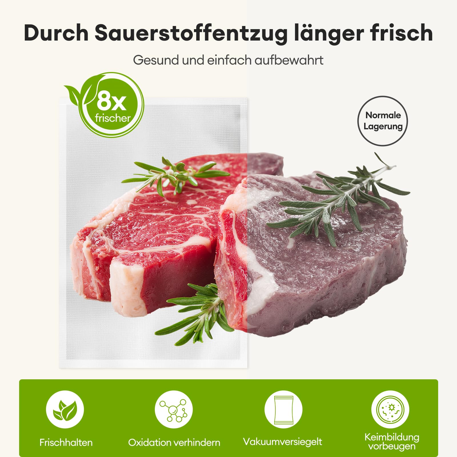 Vakuumiergerät 4-in-1 für Lebensmittel mit Pulsfunktion, Trocken & Feucht Modus