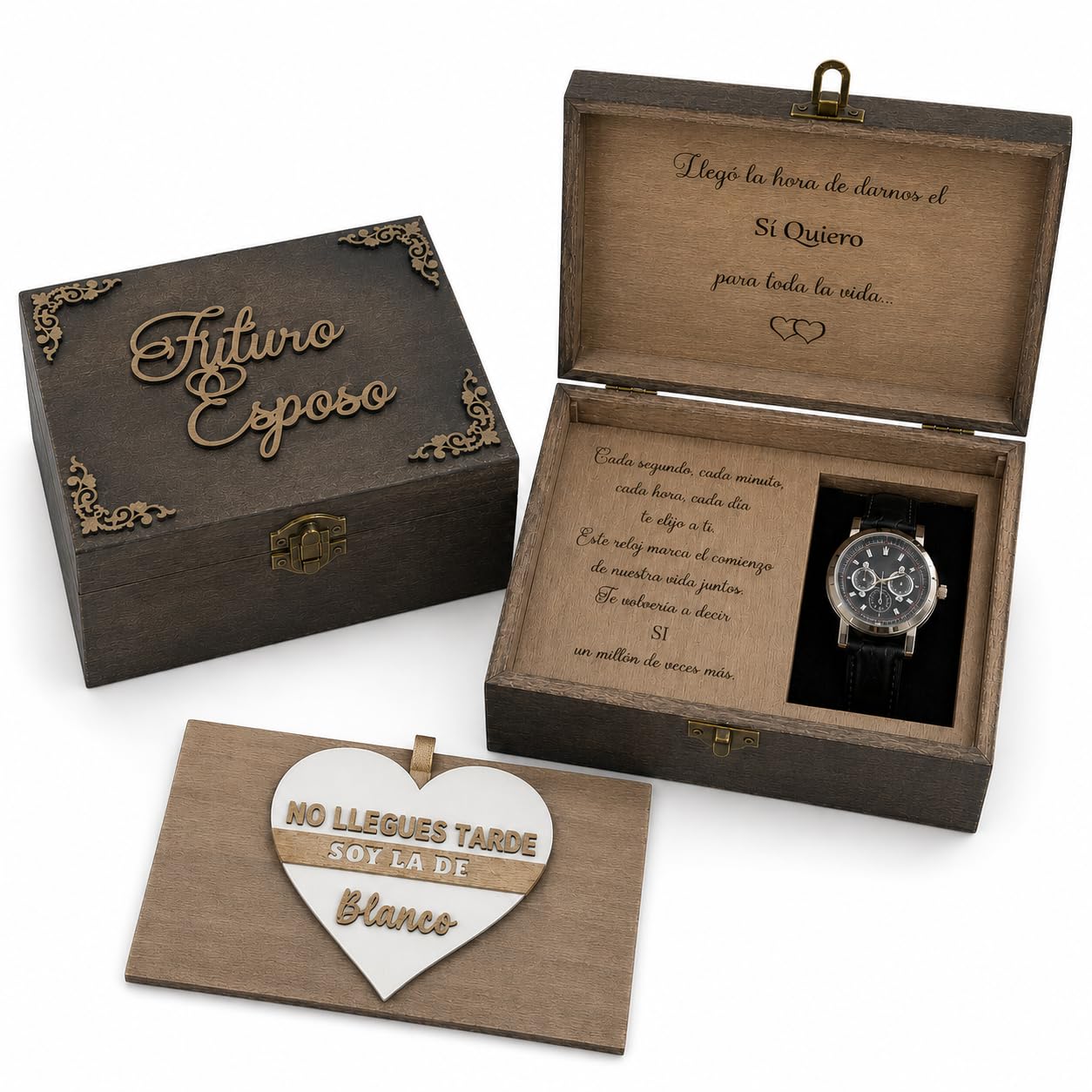 Genérico Caja para Reloj Vintage con Mensaje Grabado | Regalo para Futuro Esposo, Regalo para Novio