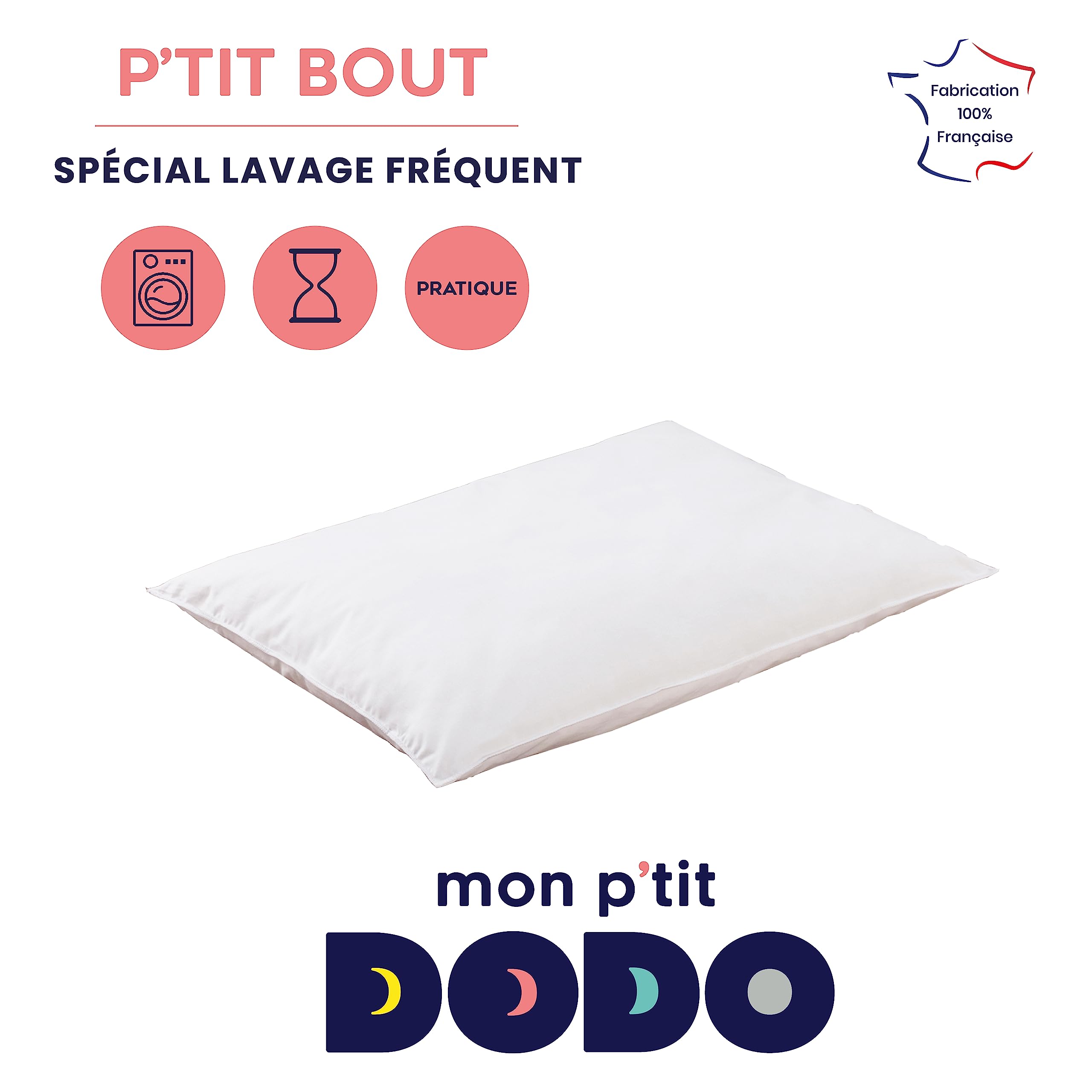 DODO Mon P'TIT Oreiller P'TIT Bout 40x60 Blanc - Fabrication française