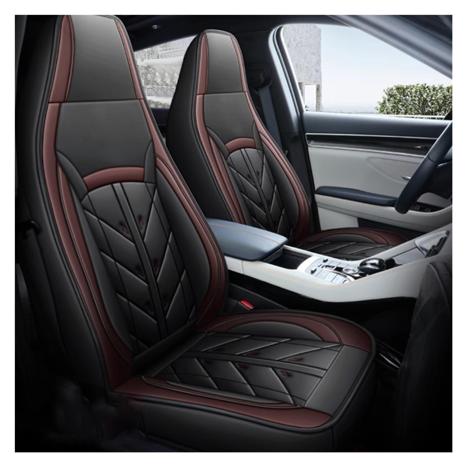 Full Set Auto Sitzbezüge für Cupra Terramar 1.5 TSI 2024 2025, Wasserdichter Leder-Autositzbezug, Seasons Protectors VerschleißFest, 5-Sitzer Autositzbezug Universal(A)