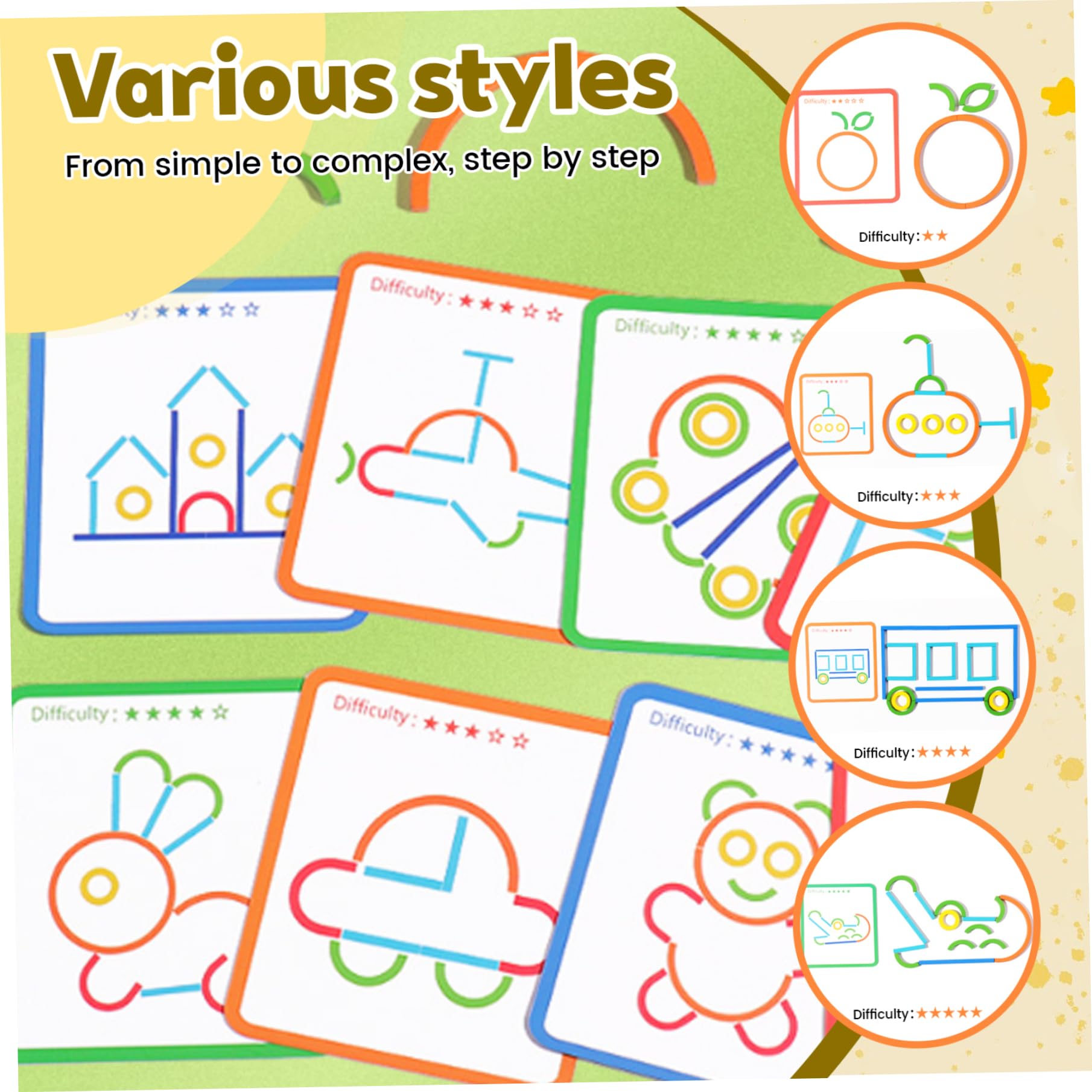 Montessori Smart Sticks Progressive Wooden Montessori Brain Blocks Colorful Fine Motor Skills & Shape Recognition Sticks and Rings Puzzle Game for Boys Girls 3+ Toys_and_Games. — view 4