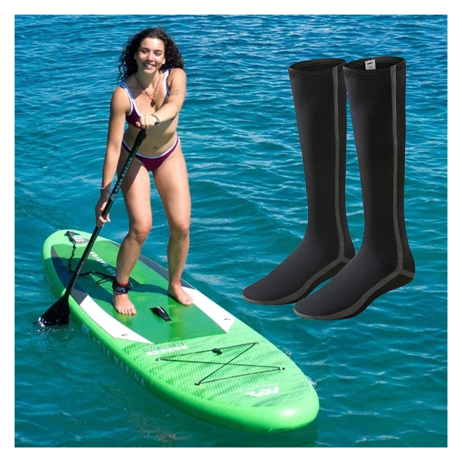 Calzini da Muta in Neoprene 3,0 mm, Antiscivolo, for Pinne Surf, Impermeabili, Termici, Spiaggia, Nuoto
