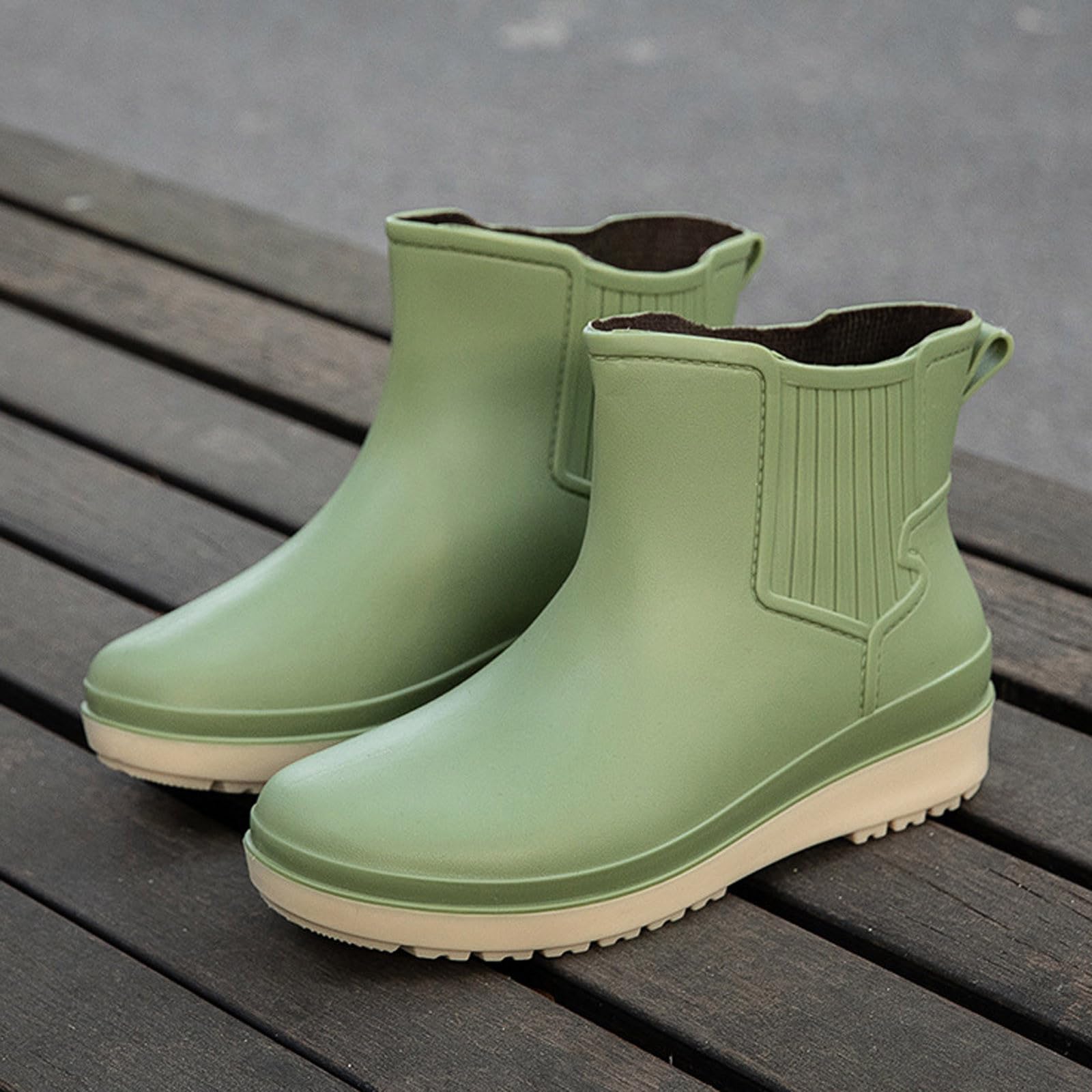 Generisch Damen Schuhe Slip Damen Regenschuhe Koreanische Version Einfarbig Mode Kurze Röhre Wasserschuhe mit Rutschfester Sohle für nasse Tage