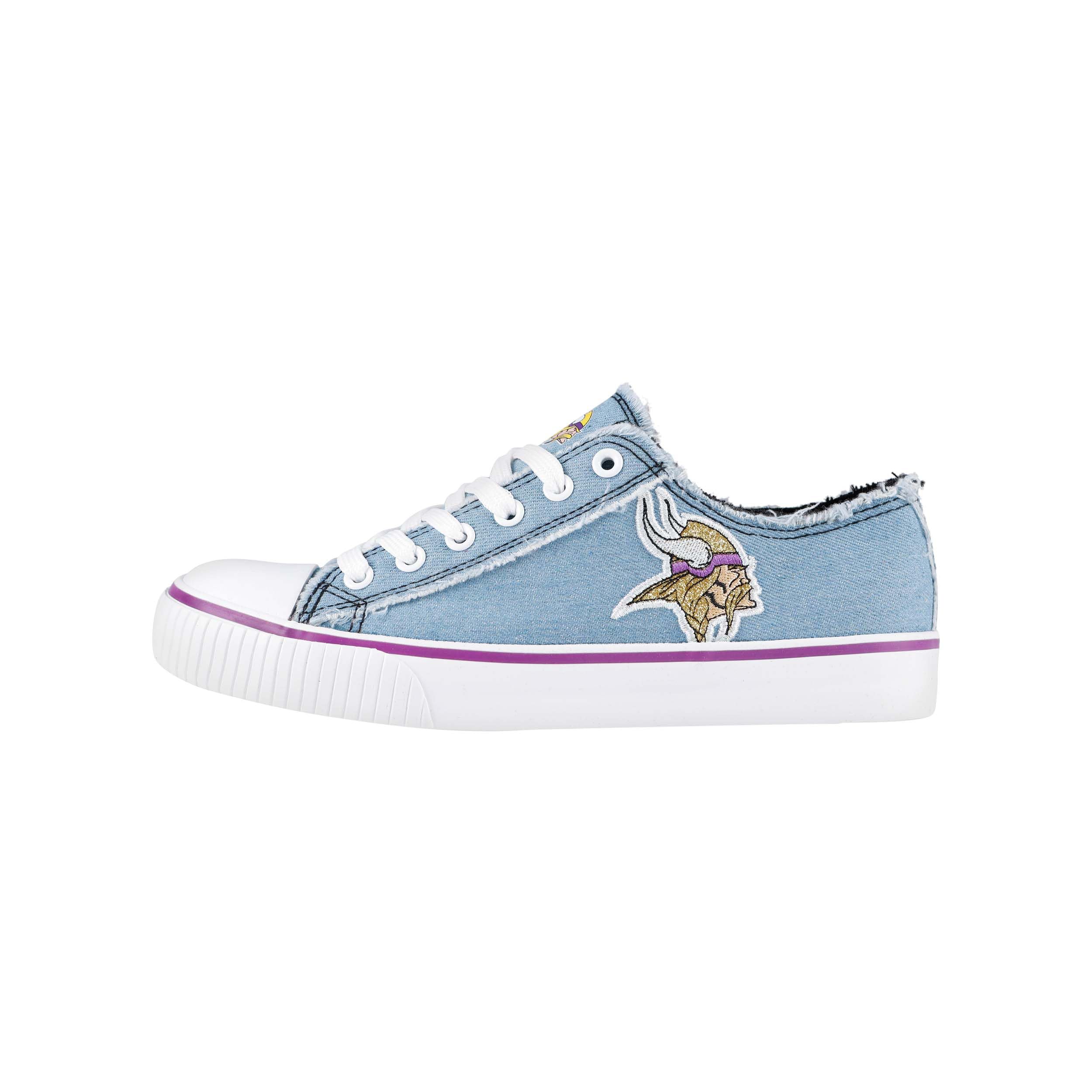 FOCO NFL Womens NFL Denim Team Logo Ladies Fashion Low Top Canvas Sneakers Shoes