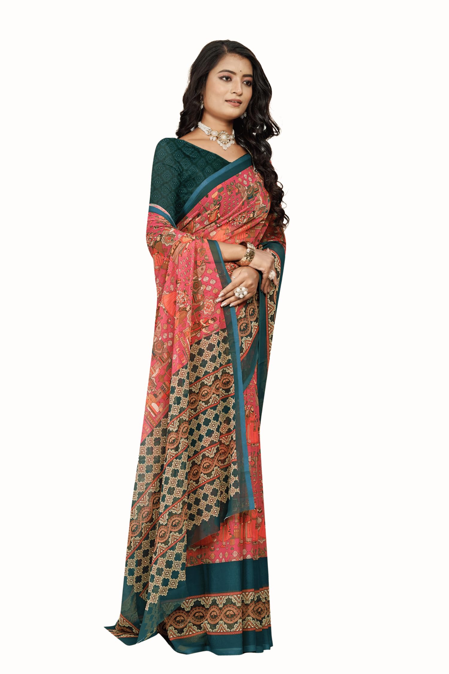 SILKSUTRA women's ethnic wear Georgette Digital Print multicolor Partywear Saree with blouse for women (STC-SA-172)
