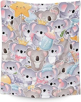 Koala Blanket Gifts - 40"x50" Cute Throw for Women, Girls - Colorful Soft Fuzzy Blankets for Couch & Sofa