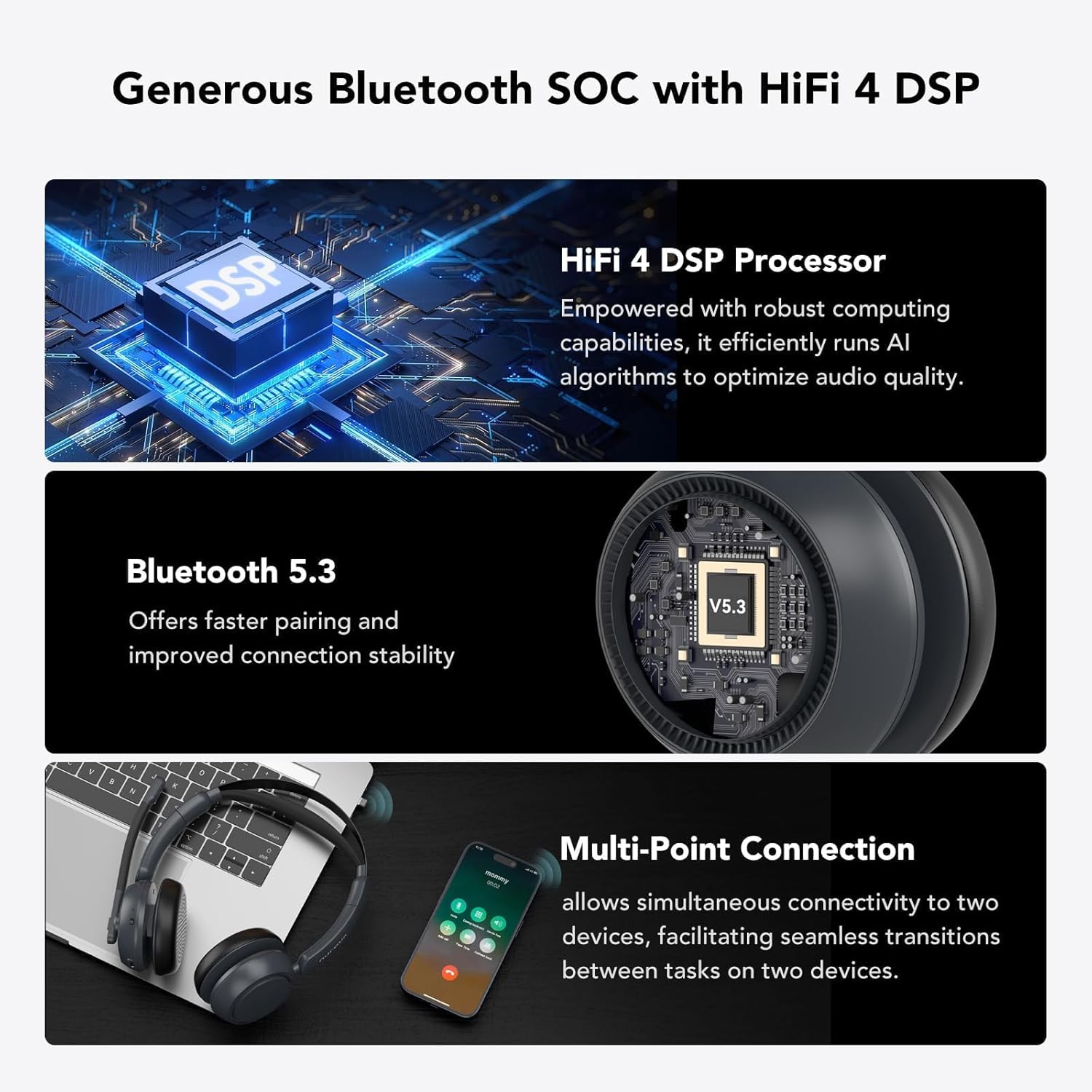 NUROUM HP31D Wireless Headset with Mic, Bluetooth Headset with Noise Cancelling Microphone for Work, Charging Stand/Mute Button, Dongle/USB for PC/Computer/Laptop for Zoom/Teams, Office