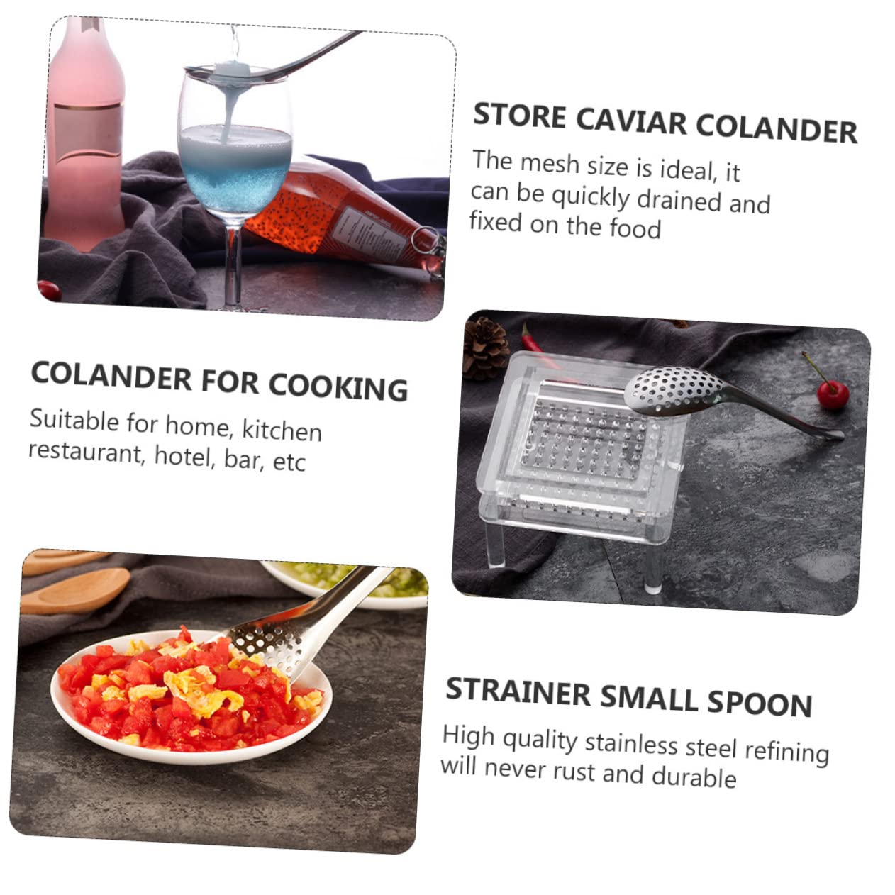 STOBAZA 304 Stainless Steel Caviar Spoons 3-piece Set Essential Kitchen Tool for Gourmet Cooking