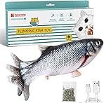 Potaroma Cat Toys Flopping Fish with Catnip, Moving Kitten Kicker, Floppy Wiggle Carp for Small Dogs, Interactive Motion Kitty Exercise, 10.5 Inches