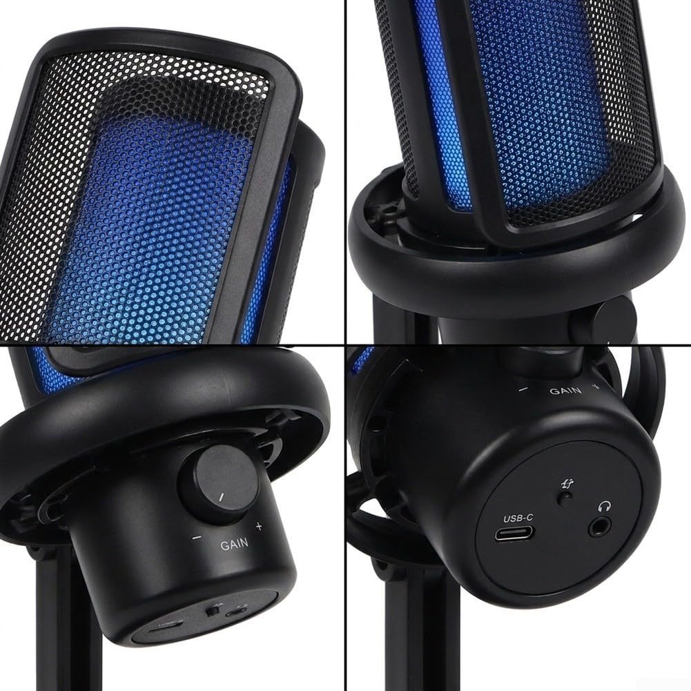 Micrófono USB Gaming con RGB y para silencio Micrófono USB Gaming
