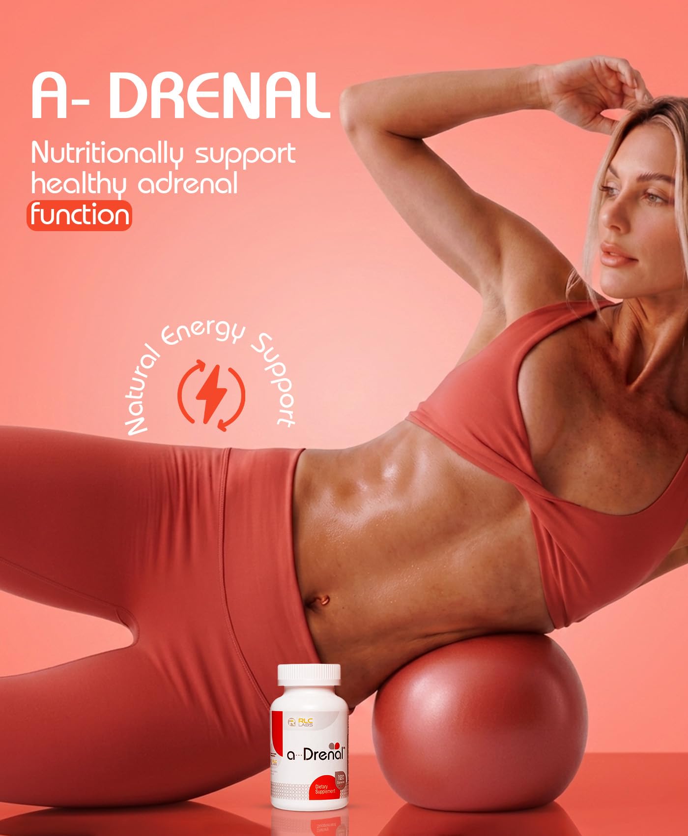 RLC Labs a-Drenal, 120 Capsules - Herbal, Cortisol Supplement with Ashwagandha, Ginger & Rhodiola to Support Balance, Mood, Energy & Vitality - Adrenal Support Formula (1 Month Supply) — Amazon image 2