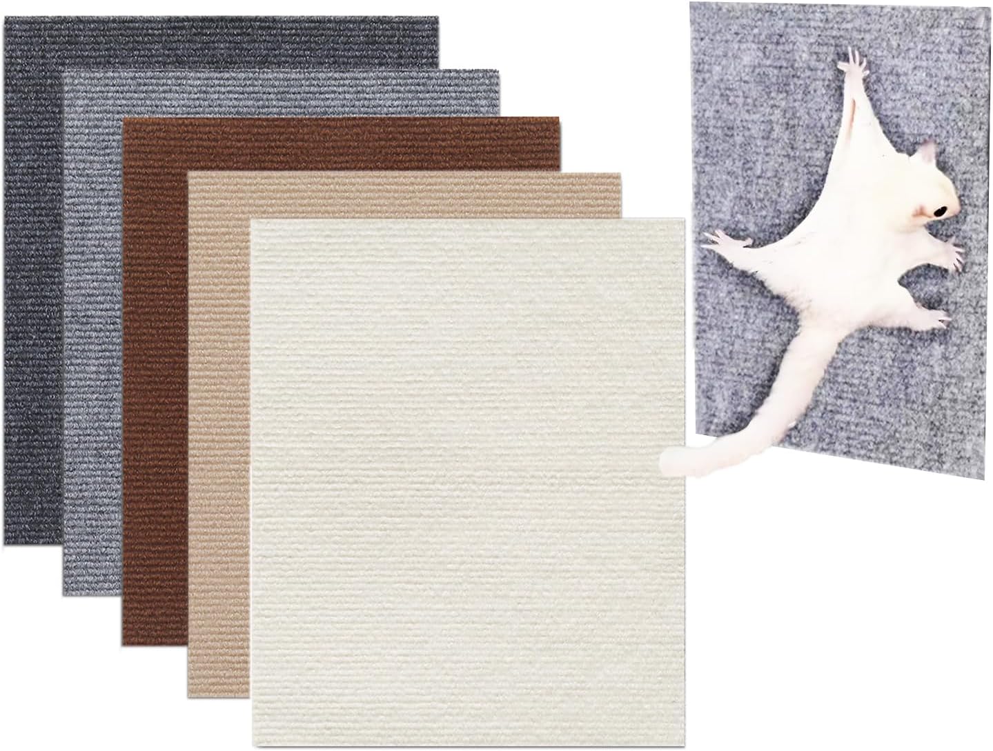 5Pcs Sugar Glider Toys Climbing Mats, Sugar Glider Cage Accessories for Sharpening Claws, Enrichment Toys, Scratching Pads for Wall or Furniture, Saving Space