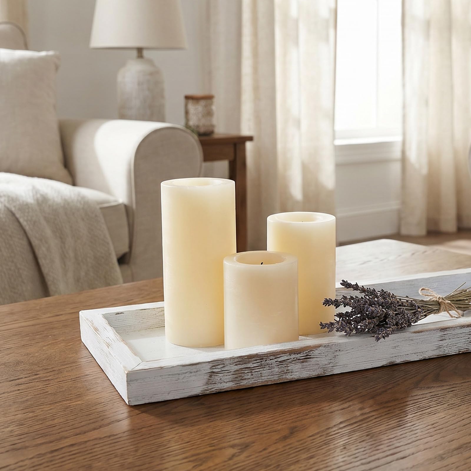Healeved 2 bandejas de Madera para Velas: Bandeja de Madera de 43 cm para decoración del hogar, Platos para Velas cilíndricas, Platos para centros de Mesa para decoración de mesas de Boda.