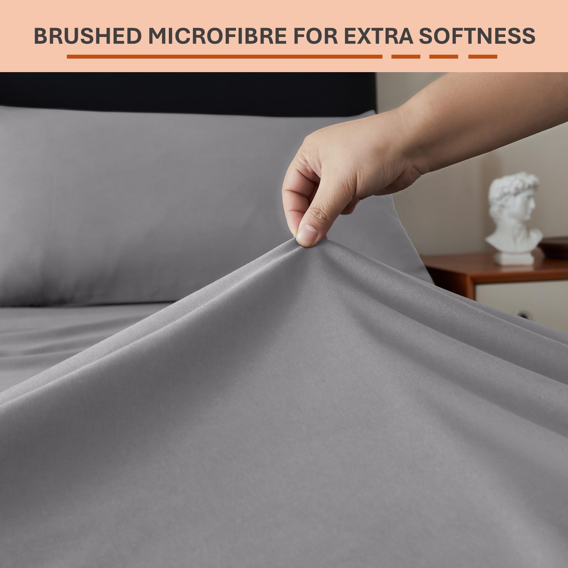 Lot De 2 Draps-Housses Microfibre Brossée - Hypoallergénique 28cm Profondeur - Crème 120cm