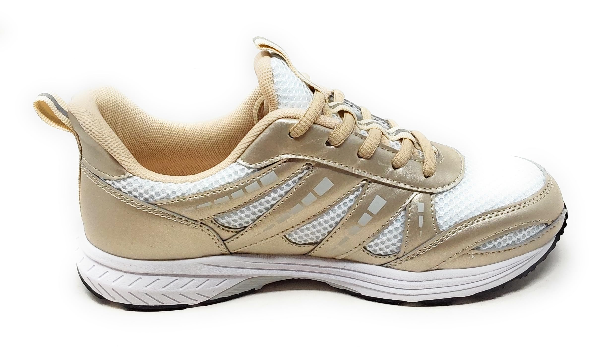Scarpe Sportive Donna Antipronazione e Antitorsione,Bianco e Oro,Modello IMAA3913,Suola con Doppia Densità