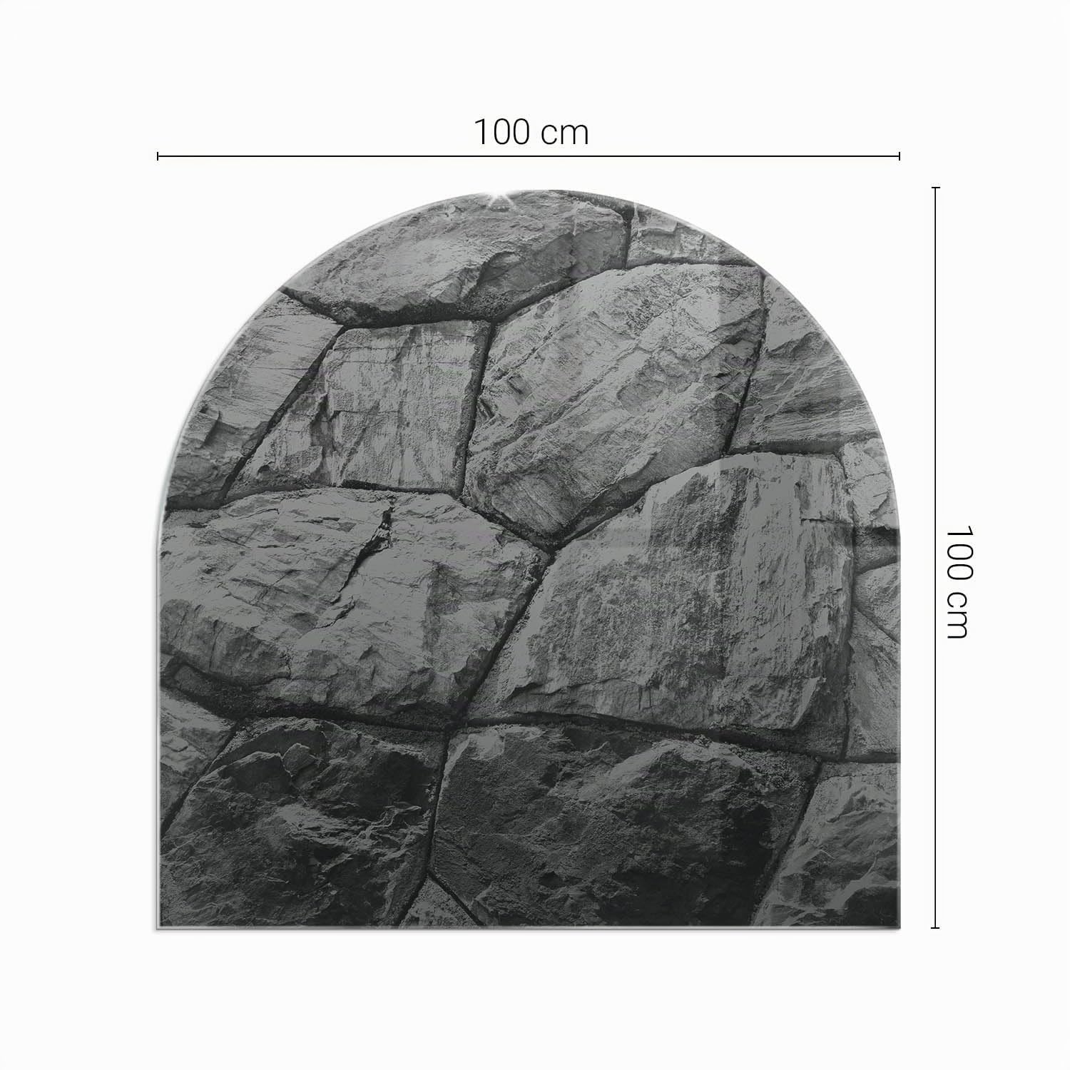 Funkenschutzplatte für Kamin 100x100 cm Halbrund Schutzplatte Elegantes Design Stilvollem Motiv Hitzeschutz Dekorative Glasbodenplatte Glasboden Hartglas - Natursteinmuster
