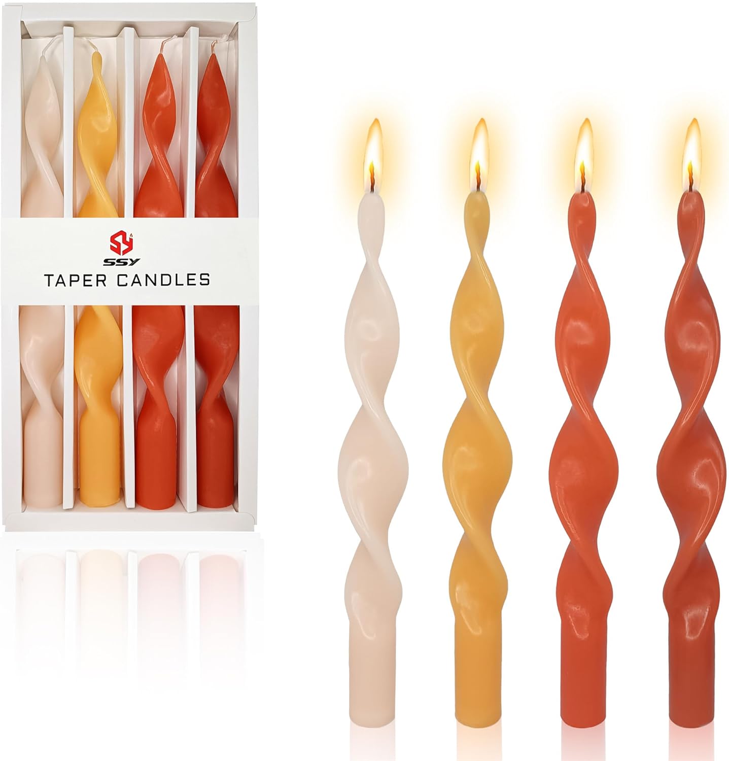 8pcs Spiral Taper Candle Long Candlesticks - Gedengni 10 INCH Colored Candle Stick Orange Twist Candlesticks Tapered Candles for Home Décor Weddings Festive Holiday