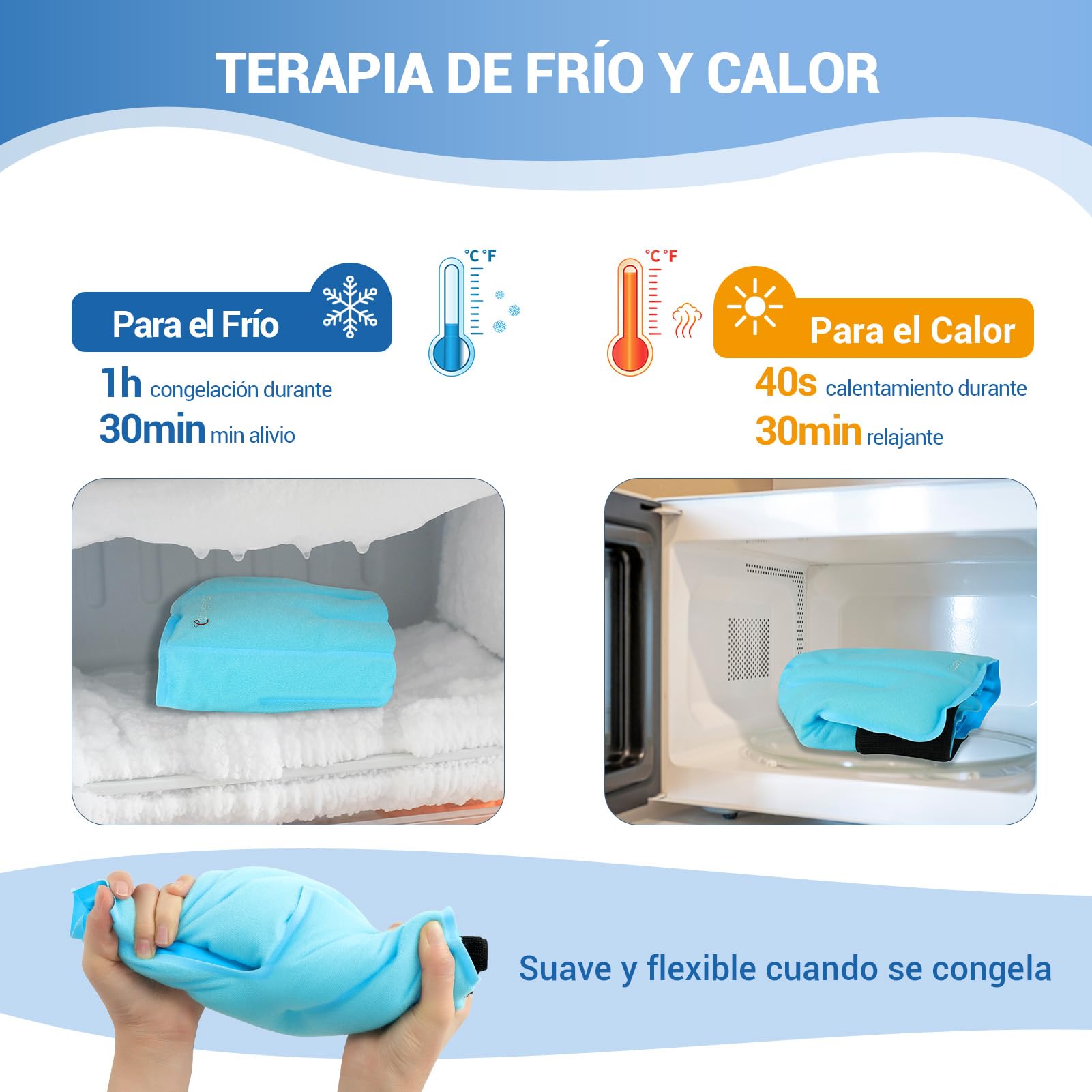 Comfytemp Grande Bolsa de Hielo para Tobillo y Pie para Alivio del Dolor, Terapia de Frío y Calor para Fascitis Plantar, Esguince de Tobillo, Hinchazón, Tendinitis de Aquiles, 1 Unidad