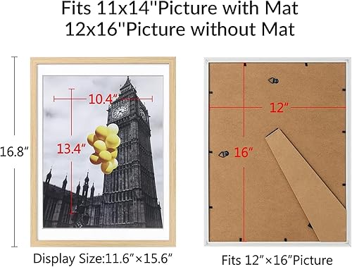 Miniatura 6 de Juego de 2 marcos de fotos de 12 x 16 pulgadas con plexiglás, imágenes de 11 x 14 pulgadas con paspartú o de 12 x 16 pulgadas sin paspartú para