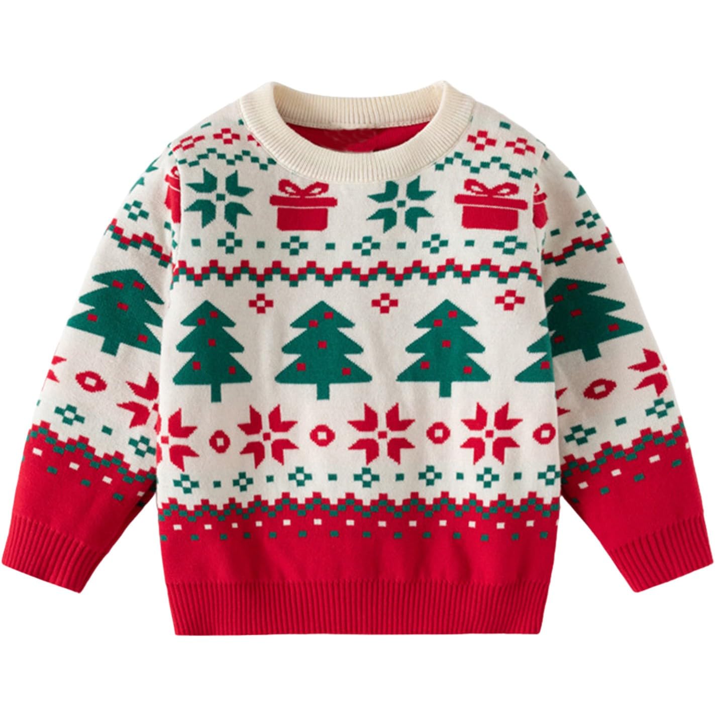 Jersey Navideño Niños Suéter de Punto Cuello Redondo Navidad 2-6 Años