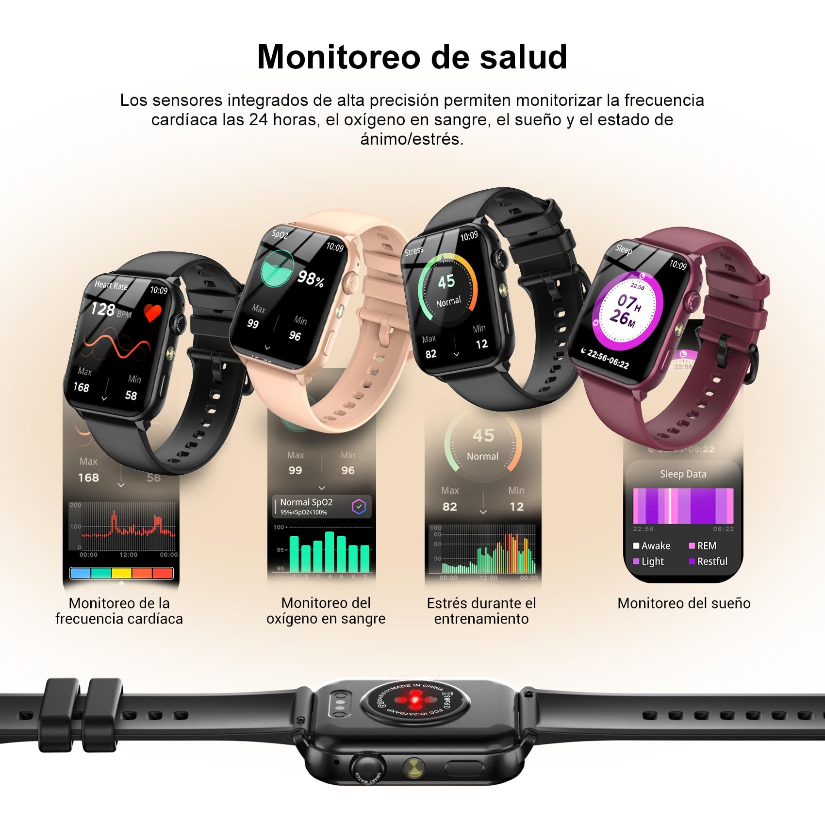 Reloj Inteligente Mujer, Smartwatch Mujer 1.91" con Llamadas Bluetooth, Monitor Cardíaco, Oxímetro, Sueño, 100+ Modos Deportivos, IP68 Impermeable, Pulsera Actividad para Android iOS