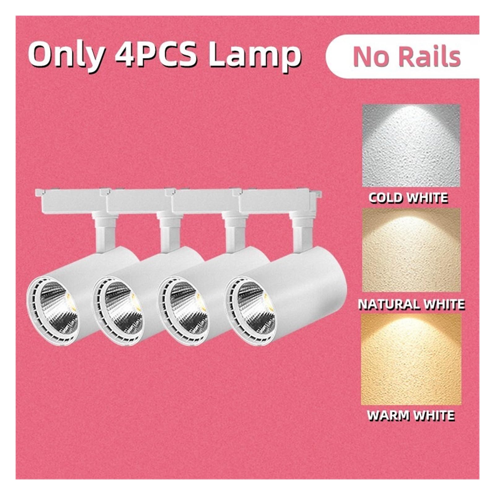 Pełny Zestaw Oświetlenie Szynowe Led COB 12W 20W 30W 40W Reflektor Sufitowy Szyna Kuchni Sklep Salon Elastyczny Montaż(Cold White,LAMP 4PCS WHITE_20W)